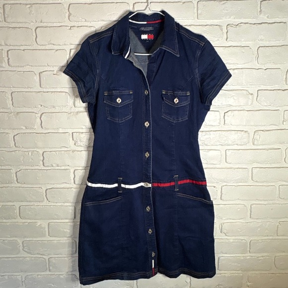 Tommy Hilfiger Dresses & Skirts - Tommy Hilfiger Denim Mini Dress Y2K Jean Dress Women's Size Large